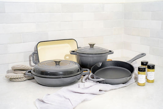 6 Piece Enamel Coated Cast Iron Cookware Set